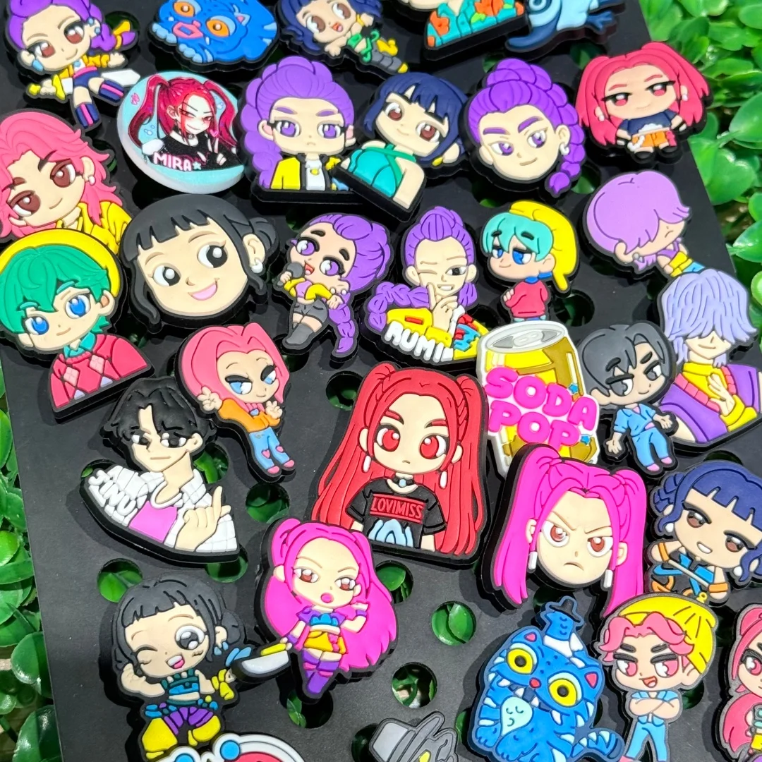 36-100pcs KPop Demon Hunters Shoe Charms PVC Accessories DIY Shoes Buckle Decorations fit Wristband Party Kids Gifts image 4