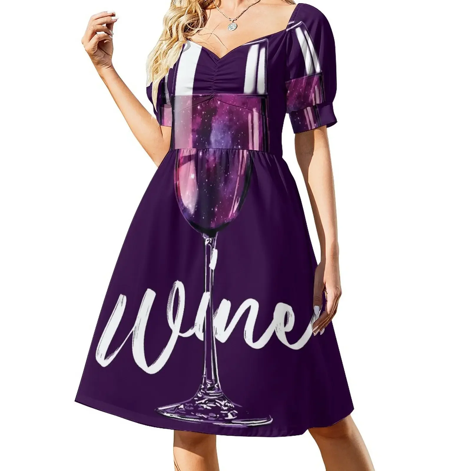 

Wine Lover Galaxy Space Design Short-Sleeved Dress evening dresses women birthday dress for women luxury 2025