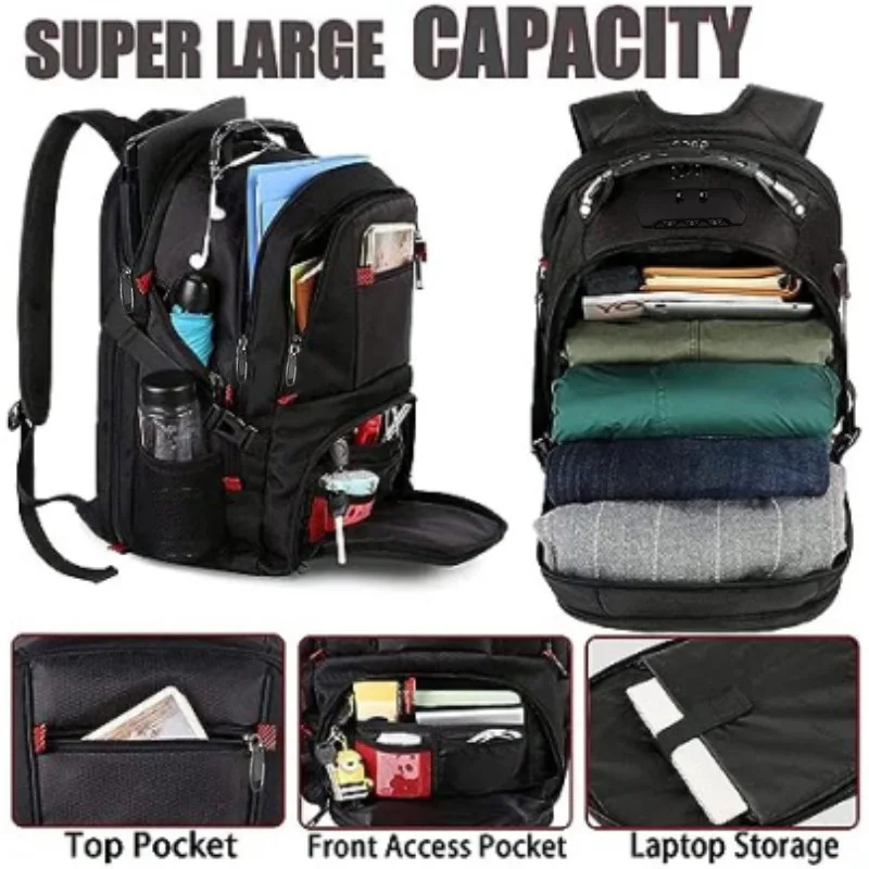 Multi-Functional Large Capacity Business Travel Backpack 17 inch Laptop Luggage Organizer with USB Charging Port Hidden Desk