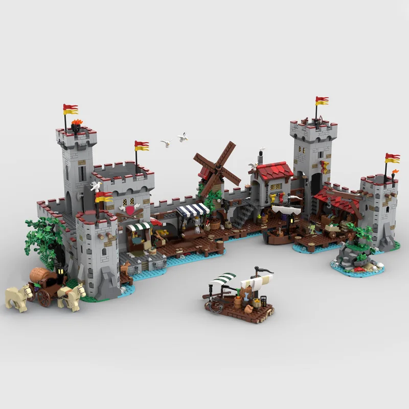 1254 個 MOC 中世の要塞モデルビルディング高級海辺市場建築ブロック DIY キッズレンガのおもちゃ忘れられないギフト