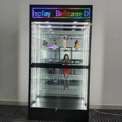 custom.Hot Selling Display Cases with Led Display Screen Shop Display Show Mirror Back Glass Showcase Cabinets