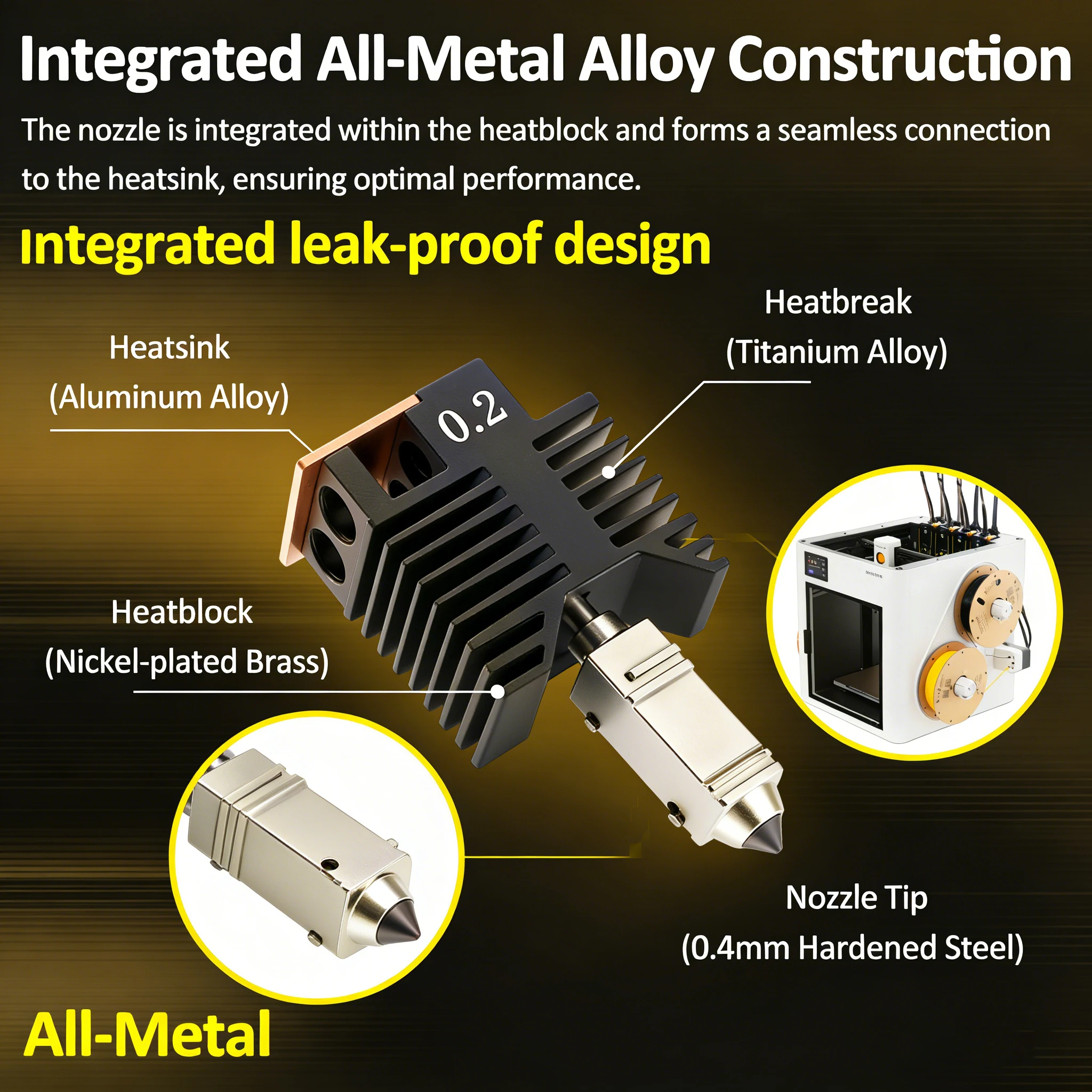 

NEW upgrade Hot End For Snapmaker U1 Ceramic Block Kit 0.2/0.4/0.6/0.8mm Stable Precise Heating High Quality 3d Pirnter U1 Part