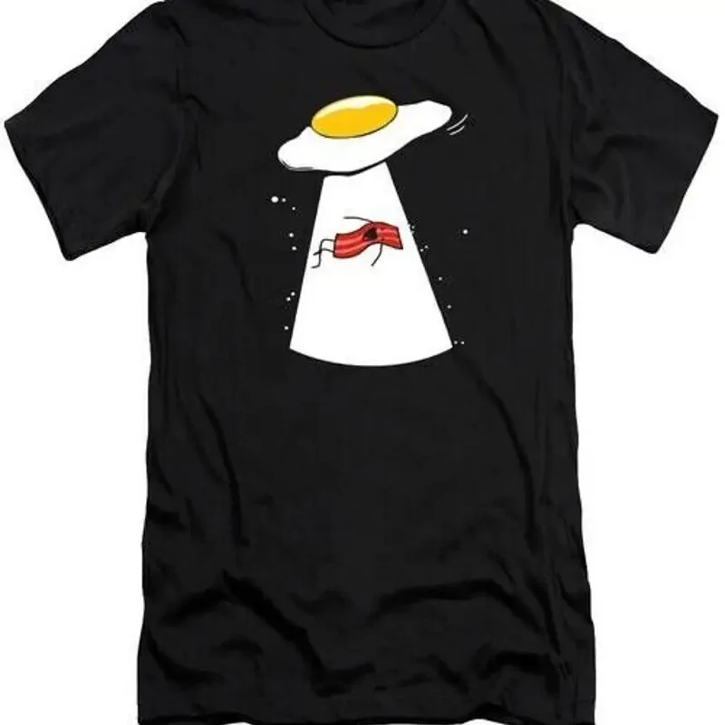 Bacon Eggs Funny Alien Abduction Egg Crispy Breakfast T Shirt S 2XL