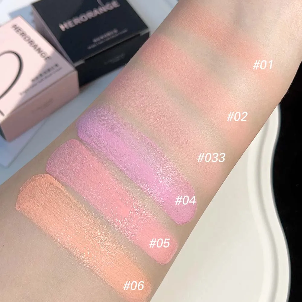 Natürliche nackte matte süße erröten natürliche samt matte Make-up Puder Creme Mädchen Gesicht rosa Kontur Mousse erröten Palette Make-up