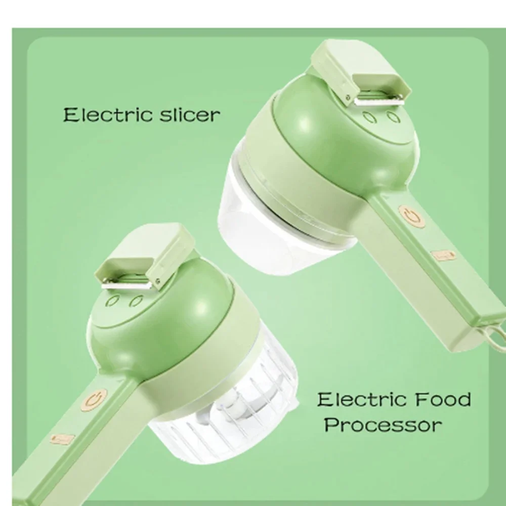 USB Wireless Vegetable Slicer Cutter 4 In 1 Electric Garlic Masher Food Chopper Meat Grinder Machine kitchen Handheld 자동야채슬라이서