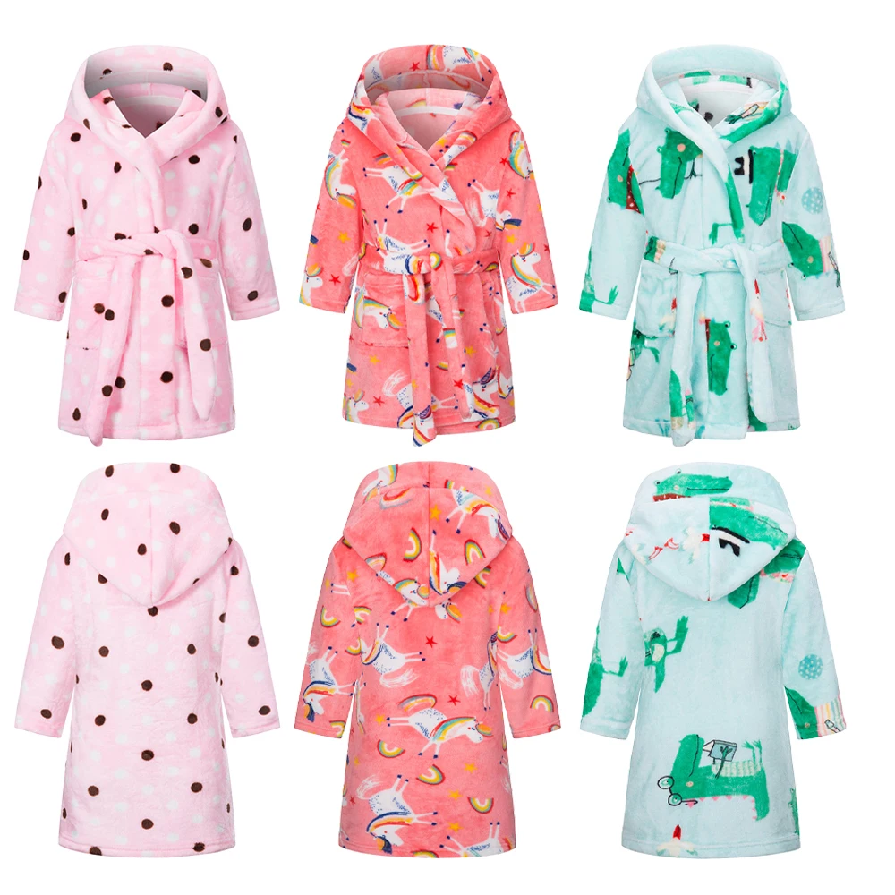 

Bathrobe Child 2-12Years Children'S Robe For Boy Girl Room Dress Soft Loose Robe Four Seasons Sleepwear Loungewear Home Clothes