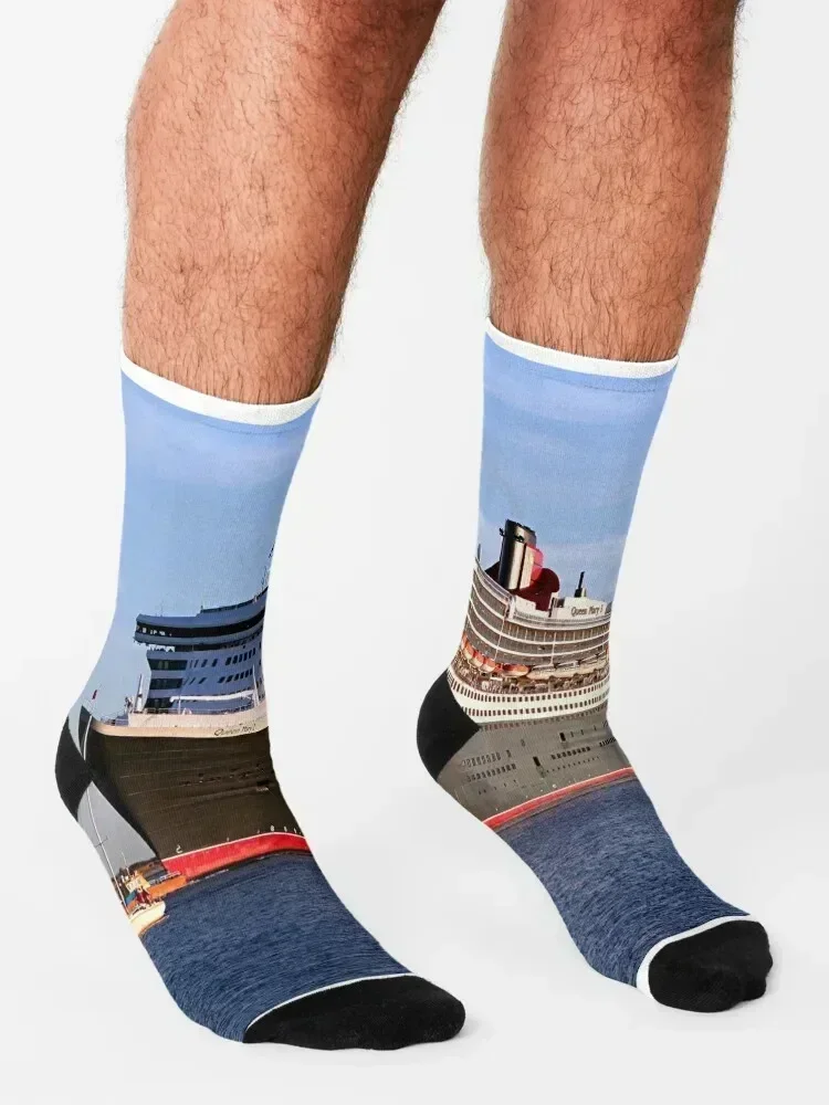 Queen Mary 2 cruise ship Socks floral kids custom sports winter Ladies Socks Men's