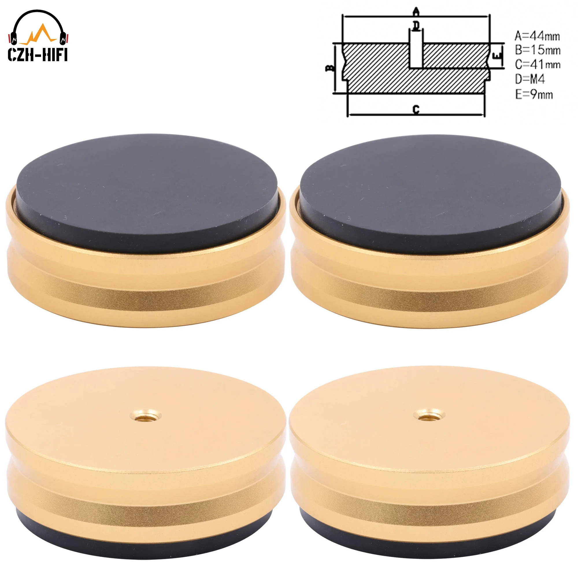4szt 44x15mm Obrabiane, pełne aluminiowe nóżki izolacyjne Podstawa stożkowa do głośników Hifi Audio AMP Gramofon Komputer — zdjęcie produktu 3
