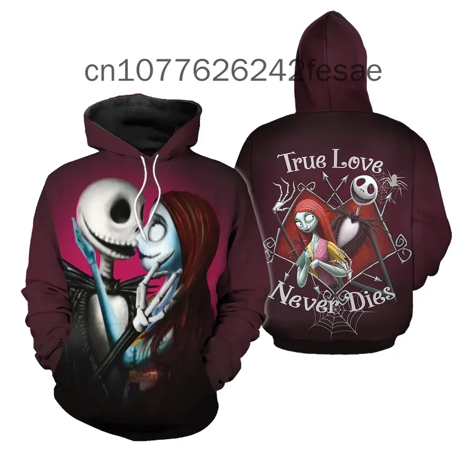 New Jack Skellington And Sally Hoodie Casual Hip Hop Street Clothing Men's and Women's Long sleeved Sweatshirts