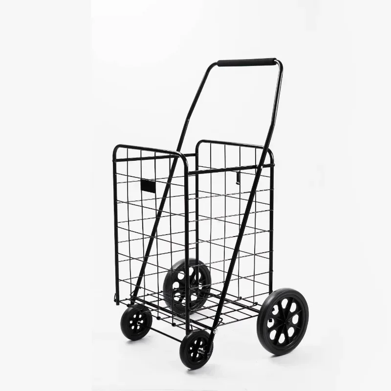 Factory Customized Portable Folding steel wire shopping cart for supermarket trolley wagon Cheap EVA wheels