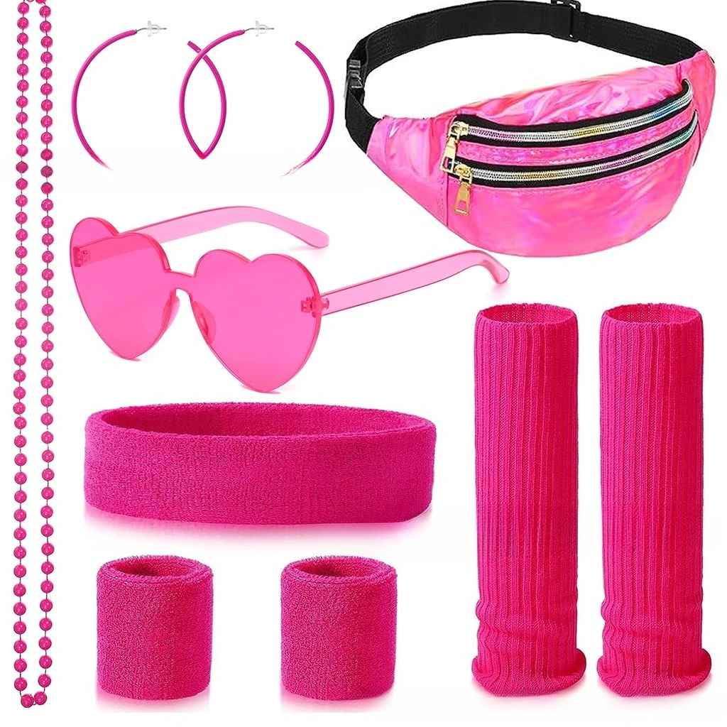 هالوين عيد الميلاد 1980s النيون حزب قلادة عصابة رياضية للرأس غطاء الساق حزمة مراوح مجموعة بالجملة