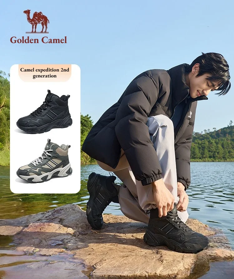 Golden Camel High-Top Men Hiking Boot 2026 Winter Outdoor Waterproof Non Slip Sneaker Cushioning Shock-Absorbing Trekking Shoes