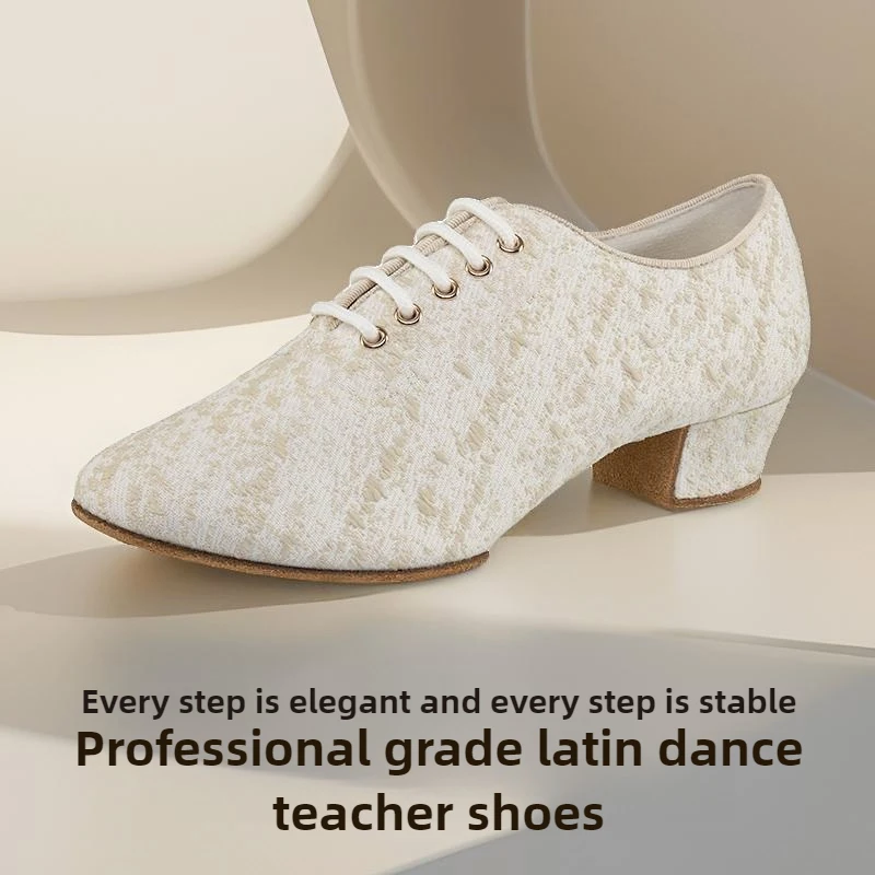 

UK Latin Dance Teacher's Shoes for Women, Medium Heel Flexible Sole, Professional All-Day Practice Footwear