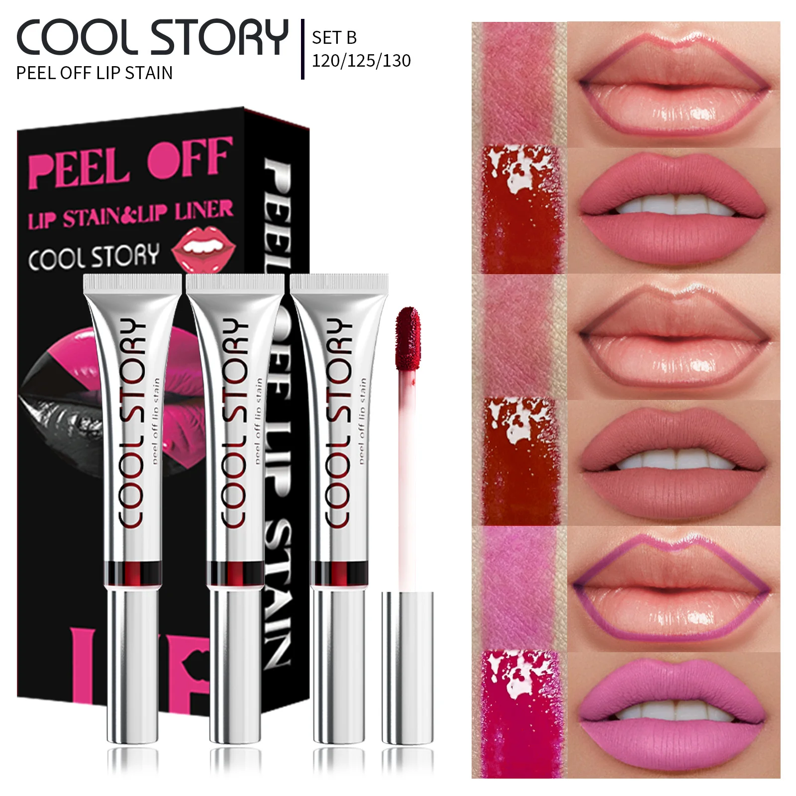 Coolstock ฉีก lip liner ลิปกลอสเนื้อแมทสีทึบไม่ติดถ้วยลิปสติกชนิดน้ําติดทนนานการเก็บรักษาสีกันน้ํา