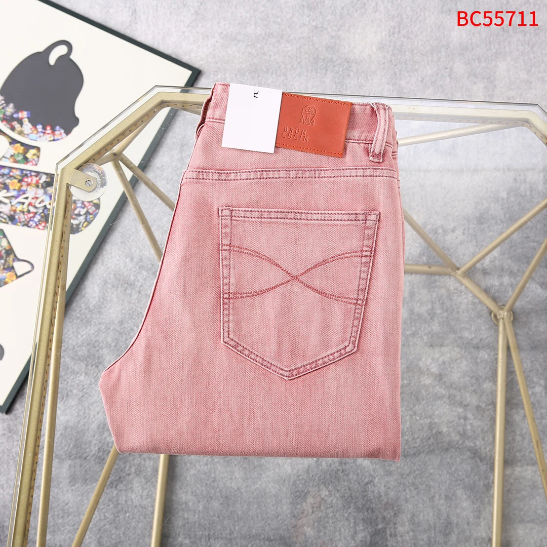 BLLIYOSS Pink Jeans Thick Cotton Men 2025 Spring Summer New Comfortable casual elastic High Quality Old Money Straight Long pant