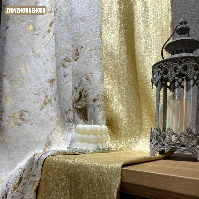 

Gold Luxury Jacquard Modern Curtains for Living Room Bedroom Dining Kiechen Villa Windows Elegant High Shading Light customize