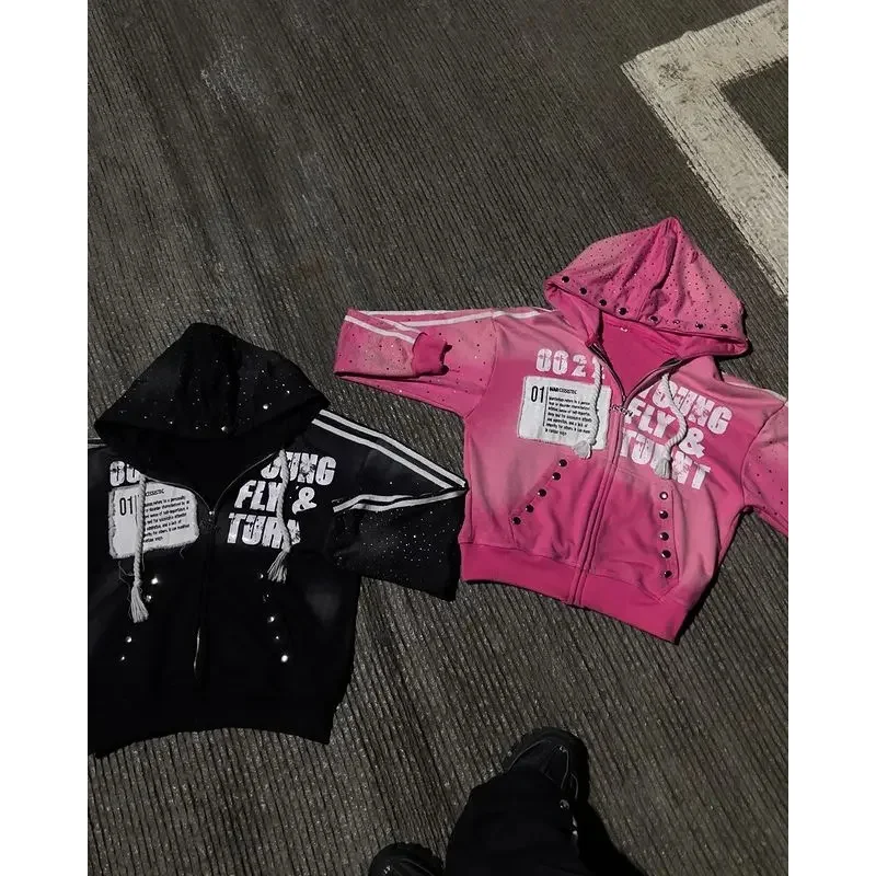 

AMad ZStreetwear Harajuku Retro Sportswear Two Piece Hip Hop Rock Patch Print Loose Hoodie Men Women Sweatshirt Punk 2025 wrl22