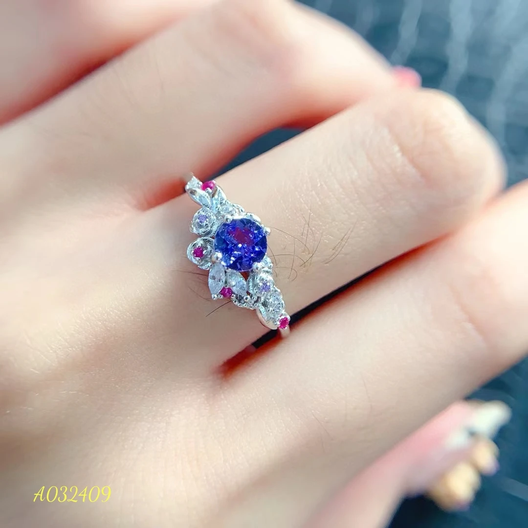 

KJJEAXCMY Natural Tanzanite Women's Rings S925 Pure Silver Exquisite Inlaid High Clarity Fine Jewelry Supports Testing