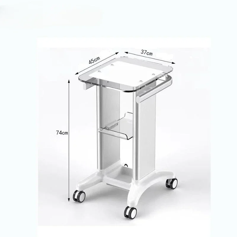 

New Acrylic Table Aluminium Frame ABS Wheels Movable Beauty Cart Rotatable Trolley Cart with 4 wheels