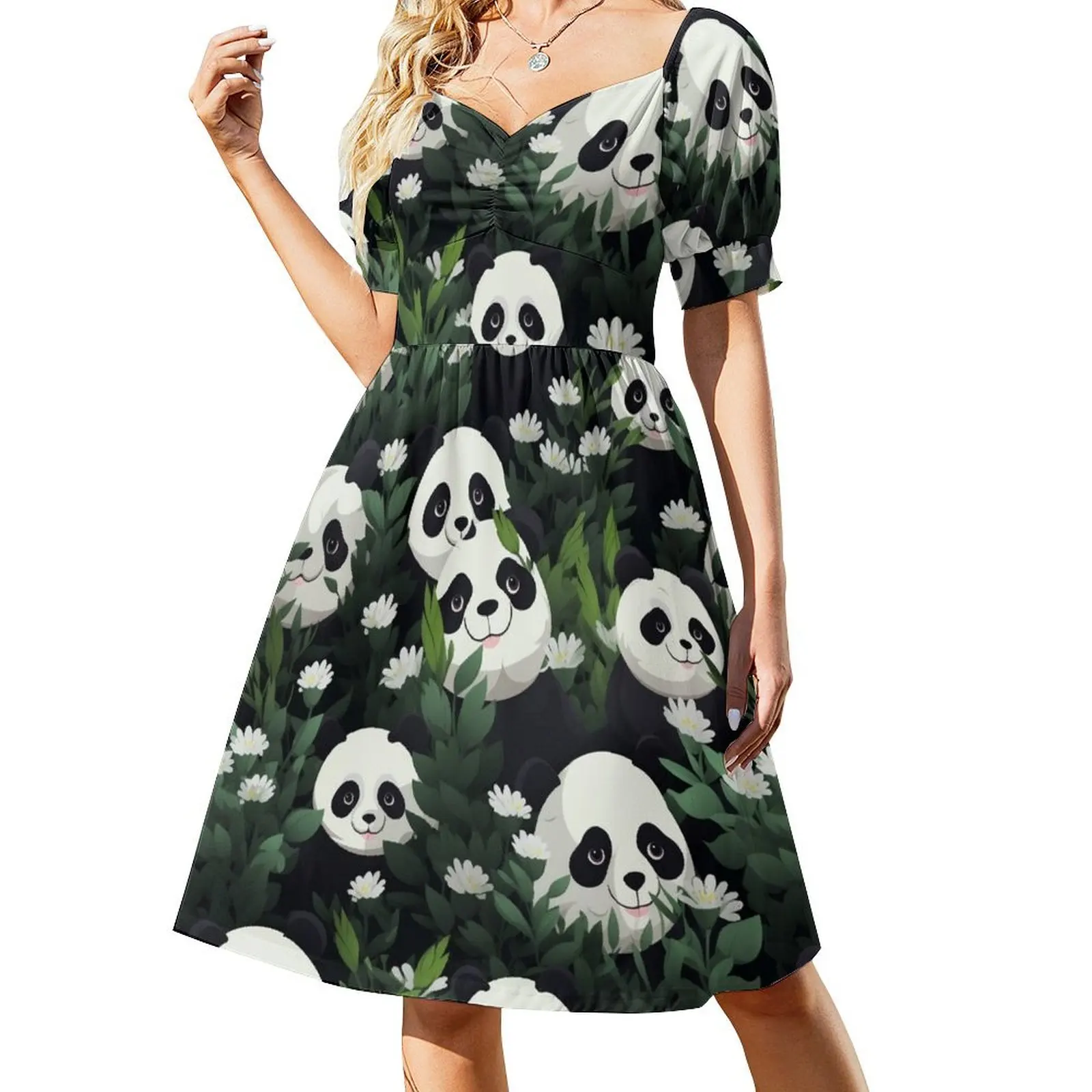 

The Panda Chronicles Short-Sleeved Dress Woman's evening dress Women long dress