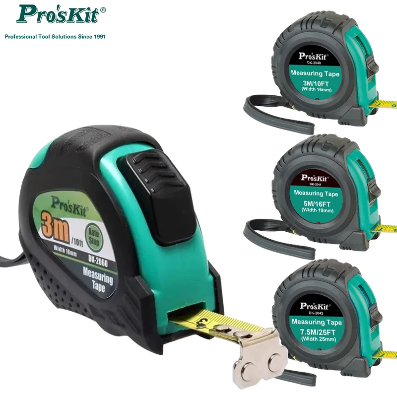 Pro'skit 3m/5m/7.5m Measuring Tape Measure Non-Slip Automatic Retraction Construction Site Measurement Manual Tool Tape Measure