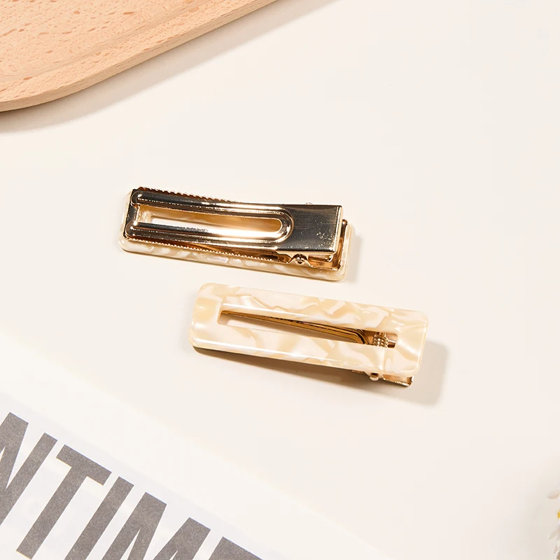 Pinza para el pelo pequeña con estampado de acetato de lujo para mujer, pasadores elegantes con patrón Floral para niña, accesorios para el cabello de moda Kawaii