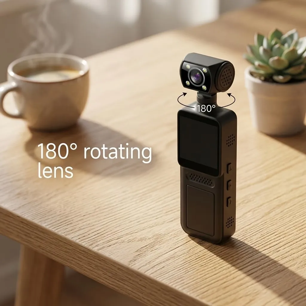2026 New Handheld Pocket Cameras 4K HD Camera 180 ° Rotating Mini Portable Camera Wearable Night Vision Outdoor Sports Camera
