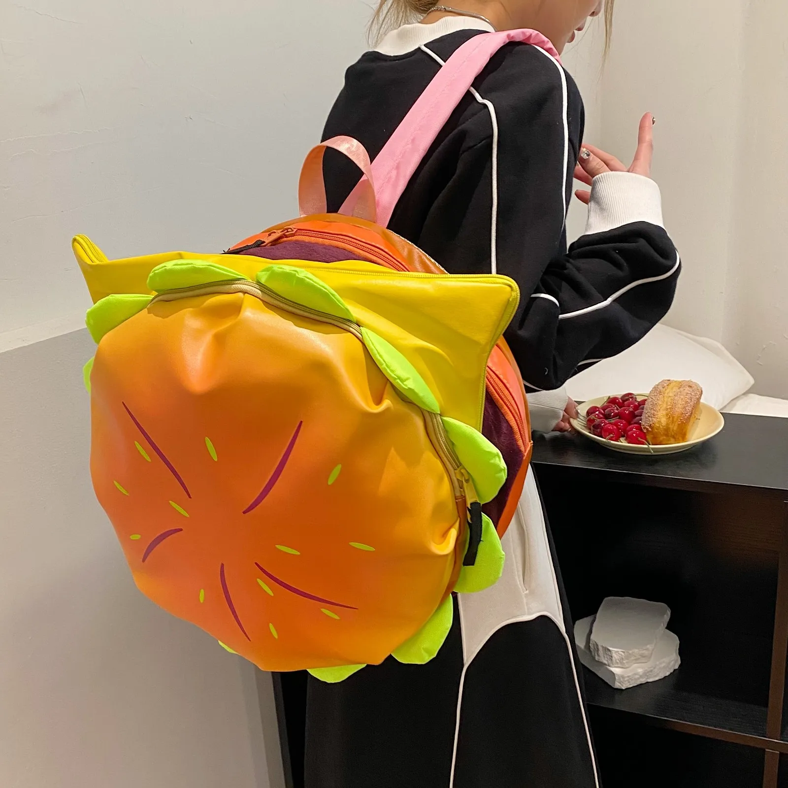 

Child Backpack The New Personalized Backpack Korean Version Large Capacity Multi-layer Hamburger Bag Outdoor Waterproof Parent