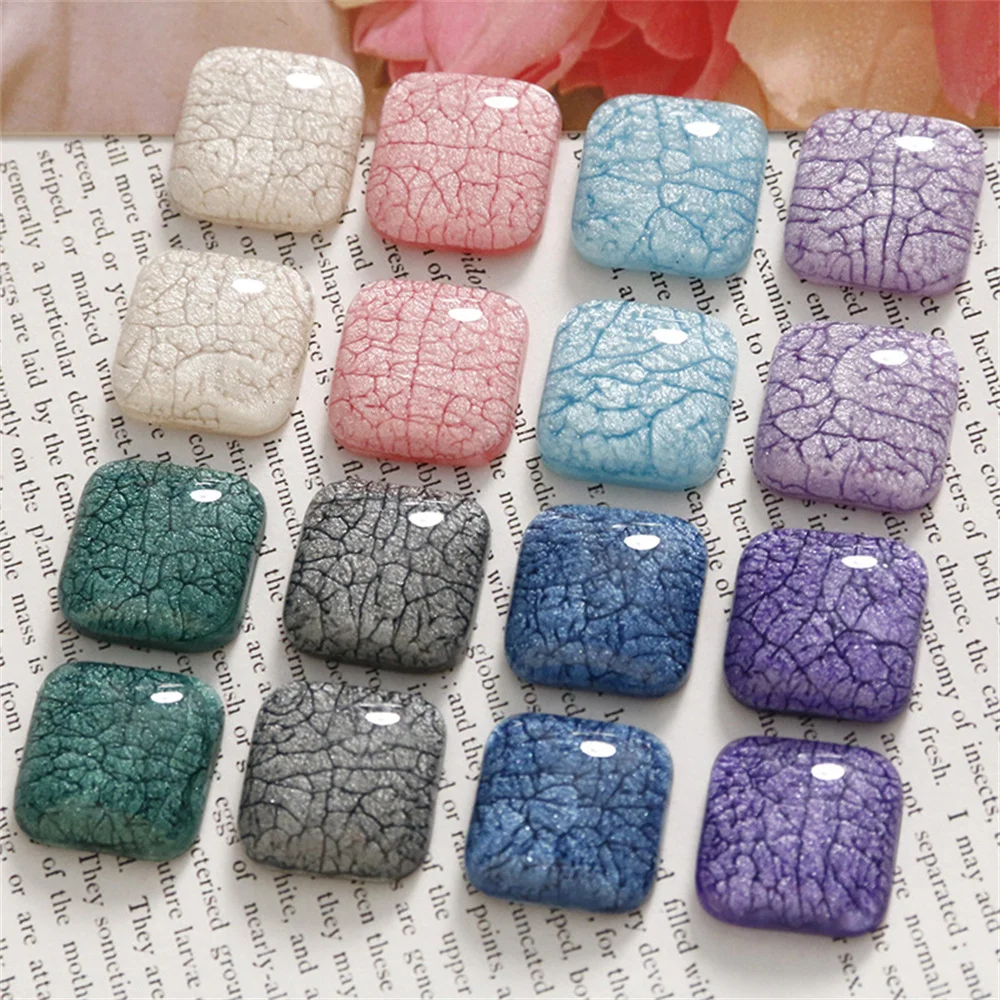 WFFNNKC 10-20Pcs Geometric Square Crack Resin Patch Earrings Jewelry Decoration Accessories DIY Garment Buttons Sewing Materials