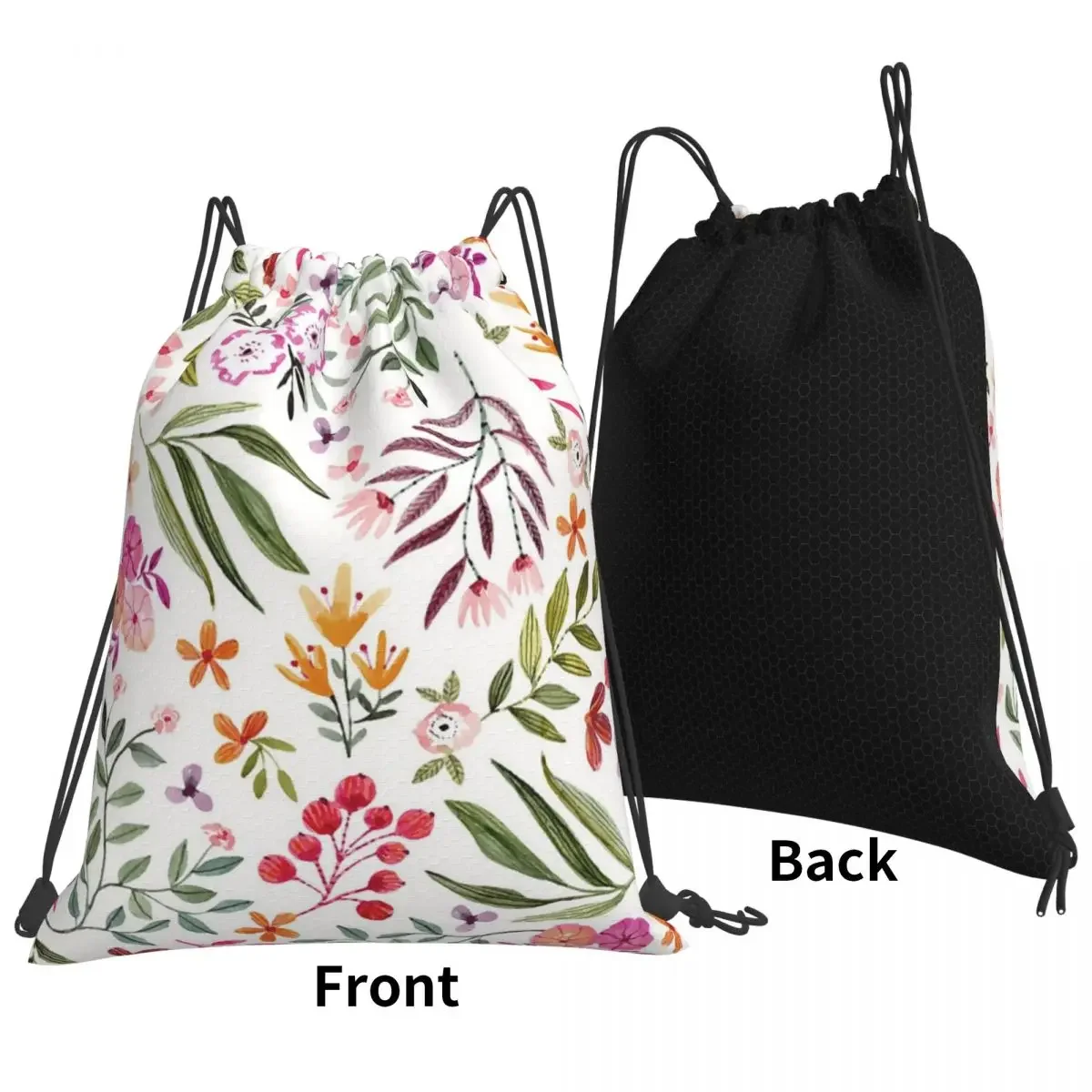 Sacs à dos à motif floral de printemps pour étudiants, sacs à cordon de proximité portables, sac de sport de poche, sac à livres de voyage, mode