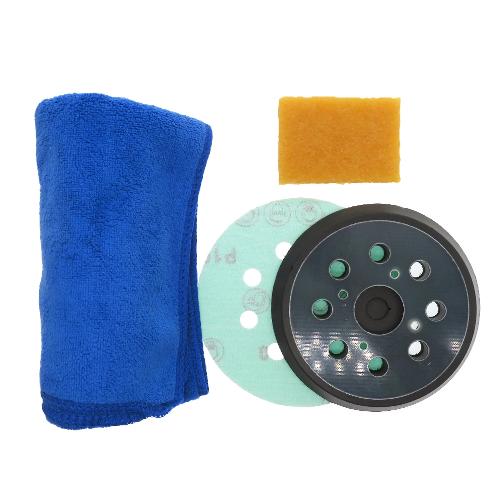 5 Inch 8 Holes Polyester Film Sandpaper Hook and Loop Sanding Disc Abrasive Polishing Tools 33 Pcs Aluminum Oxide Green Grinding