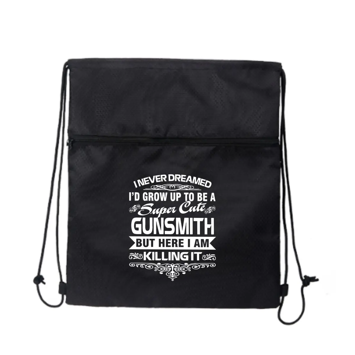 

Gunsmith — стильная спортивная сумка на молнии с тематическим текстом на шнурке: спортивный дизайн для любителей фитнеса