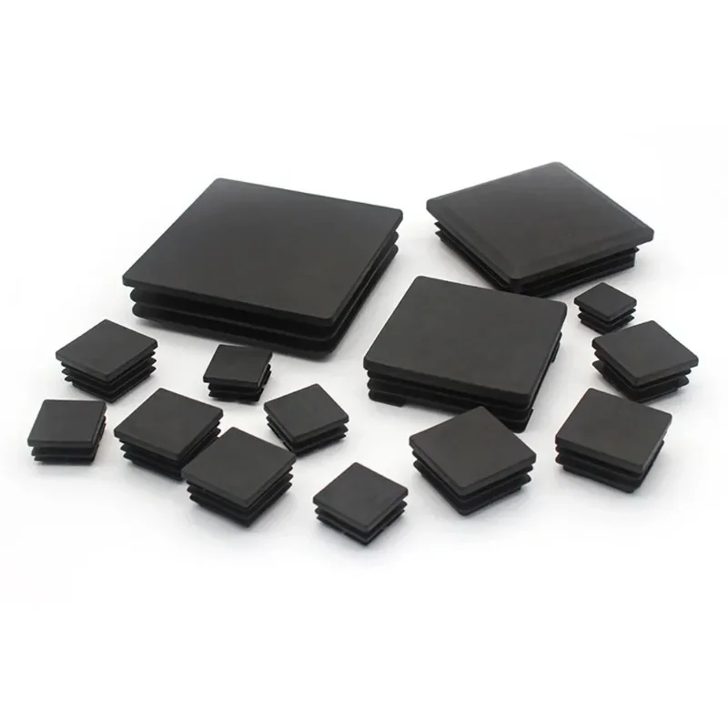 Square Plastic Black Blanking End Caps Furniture Leg Tube Pipe Inserts Plugs Bung Decorative Dust Cover 20x20mm-40x40mm