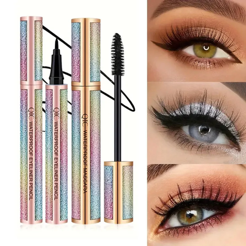 4D Mascara & Liquid Eyeliner Kit,Waterproof,Sweat-Proof, Smudge-Proof, Long Lasting, Quick Drying Perfect Eyes Makeup Set Gifts