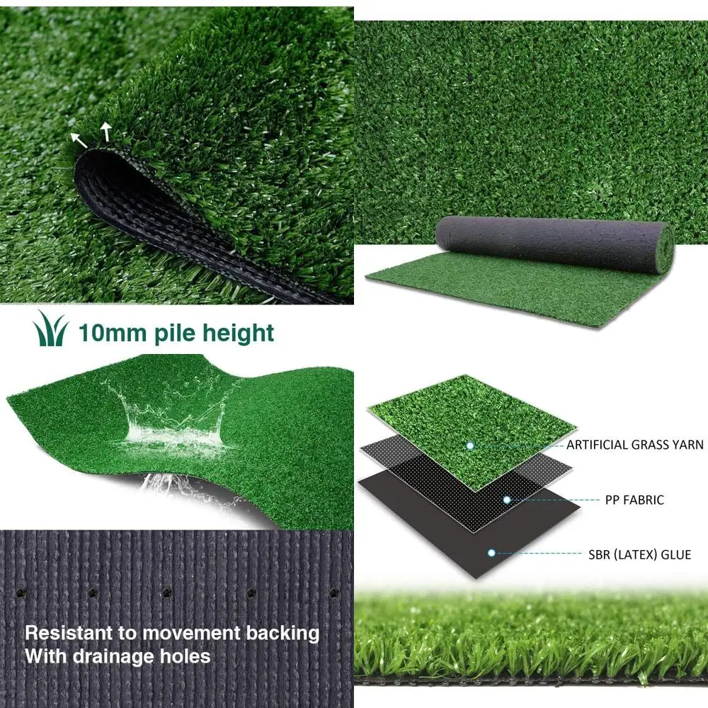 

8ft x 16ft Artificial Turf, 0.4 Pile Height, Indoor/Outdoor Synthetic Grass Mat