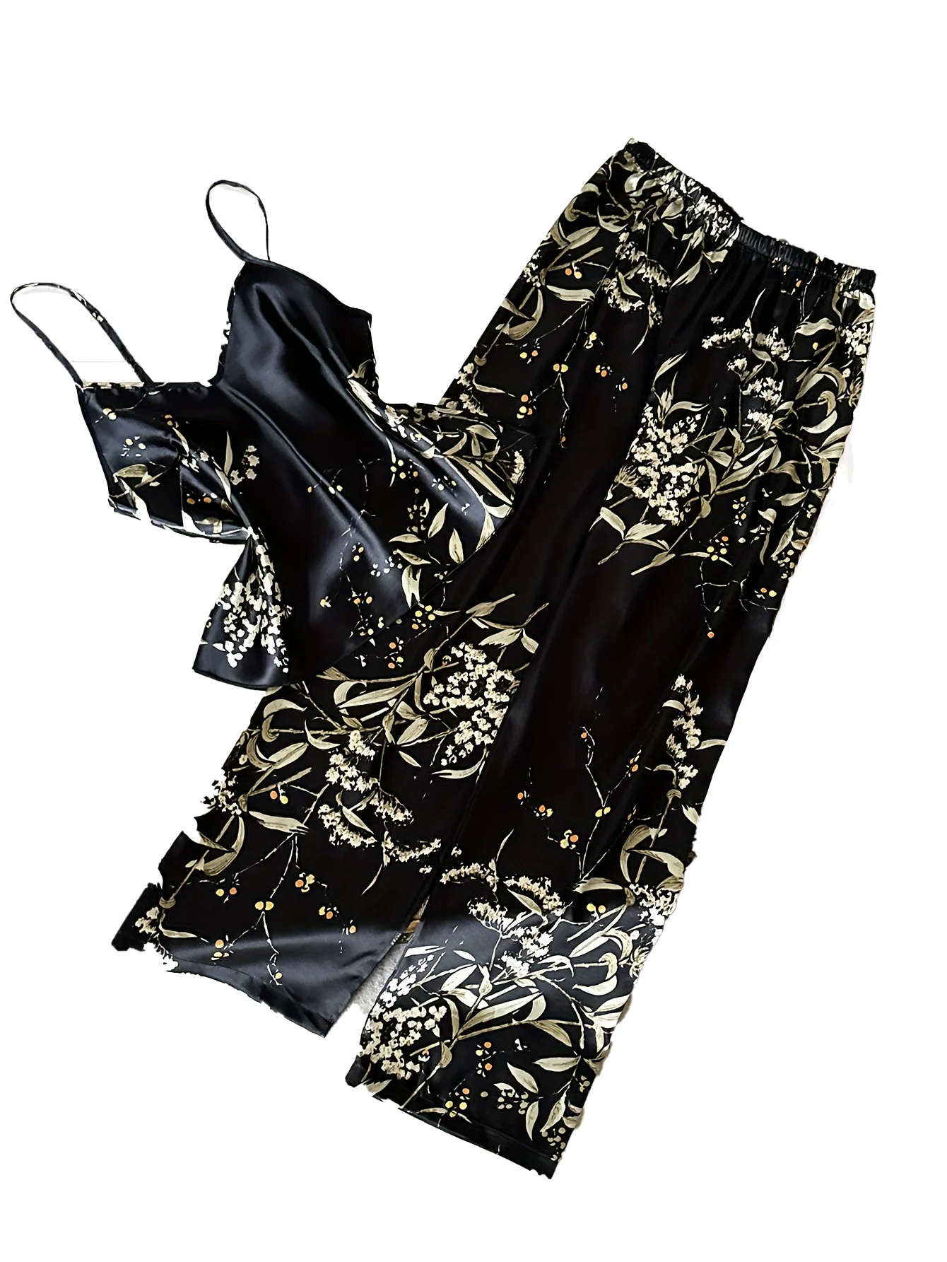 Neues Damen-Pyjama-Set mit Kirschdruck, ärmellos, V-Ausschnitt, sexy Nachtwäsche, modische 2-teilige Homewear für Sommer und Frühling. – Detail 8