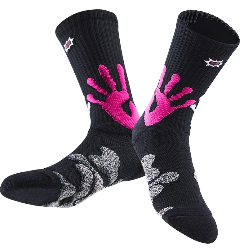 Athletic Crew Socks with Thicker Padding, Elastic Sport Basketball Socks for Outdoor Activities, Anti-Slip Comfy Socks