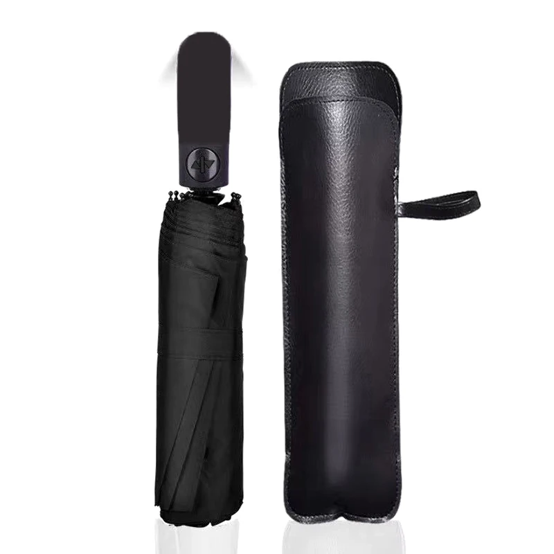 Black PU Leather Umbrella Cover Case Portable Umbrella Bag Ultrafine Waterproof Umbrella Storage Pocket Water Absorbent