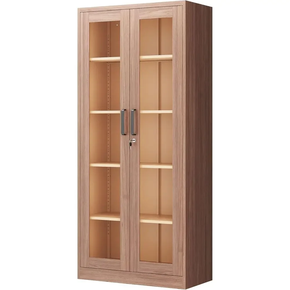 Display Cabinet with Glass Do, 71 Inches Metal Curio Storage Cabiwith 4 Adjustable Shelves, Locking Glass Cabinet Display Case o