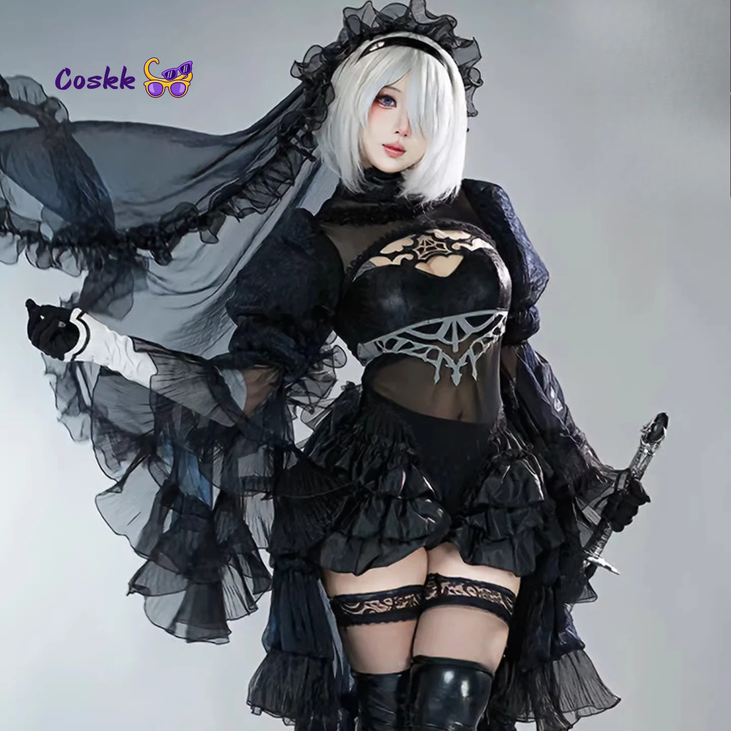 Anime Game NieR Reincarnation YoRHa 2B Cosplay Costume Wedding Dress wig Women Disfraz Female Halloween Carnival Costume