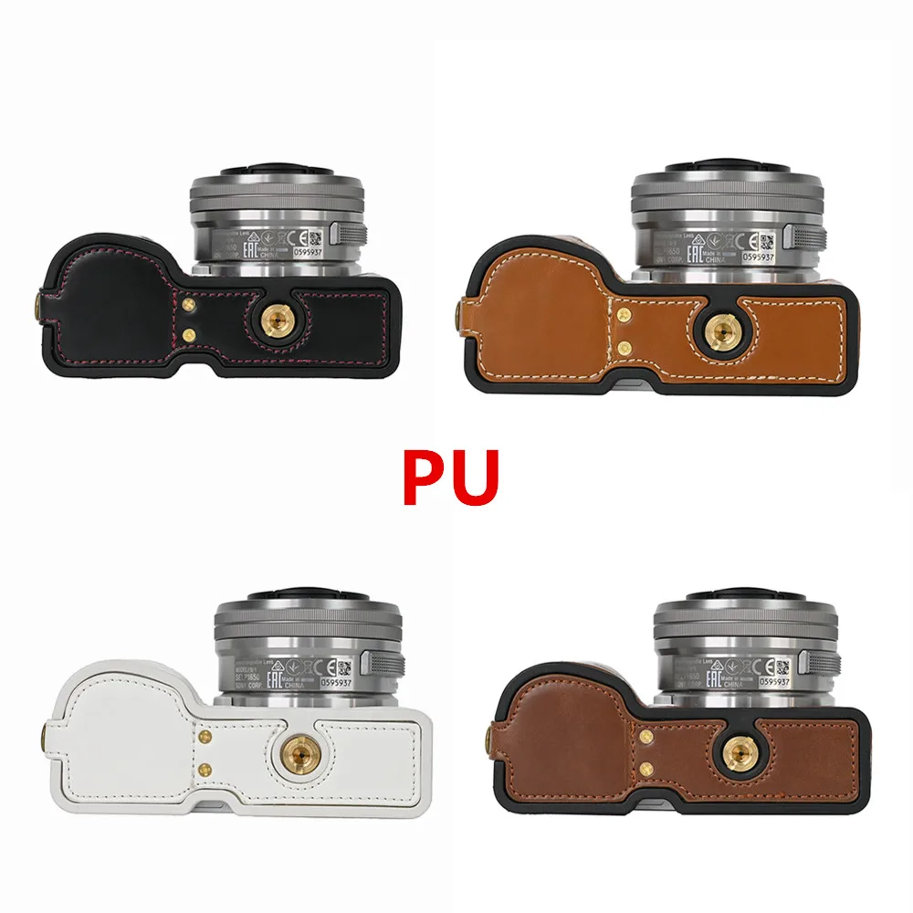 Pokrowiec na aparat fotograficzny z PU / prawdziwej skóry do Sony ZV-E10 ZVE10 jako statyw Quick Plate