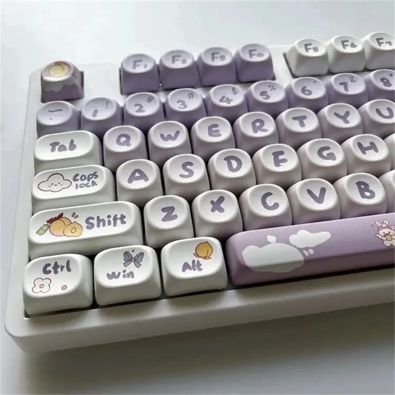 116Keys PBT Keycaps Cartoon Rabbit Keycap Set MOA height Heat Sublimated for Mechanical Keyboard Switches