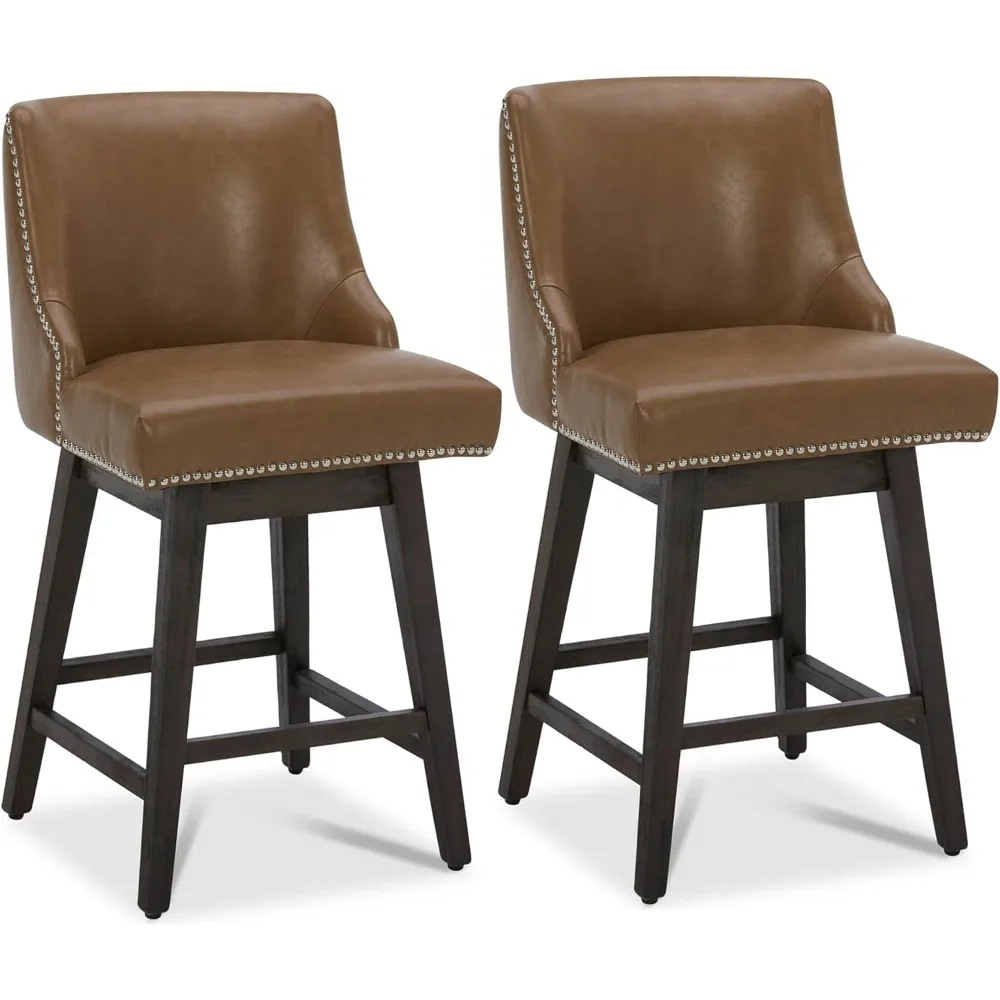 

Counter Height Swivel Barstools, FSC Certified 26" H Seat Height Upholstered Bar Stools Set of 2, Barstools