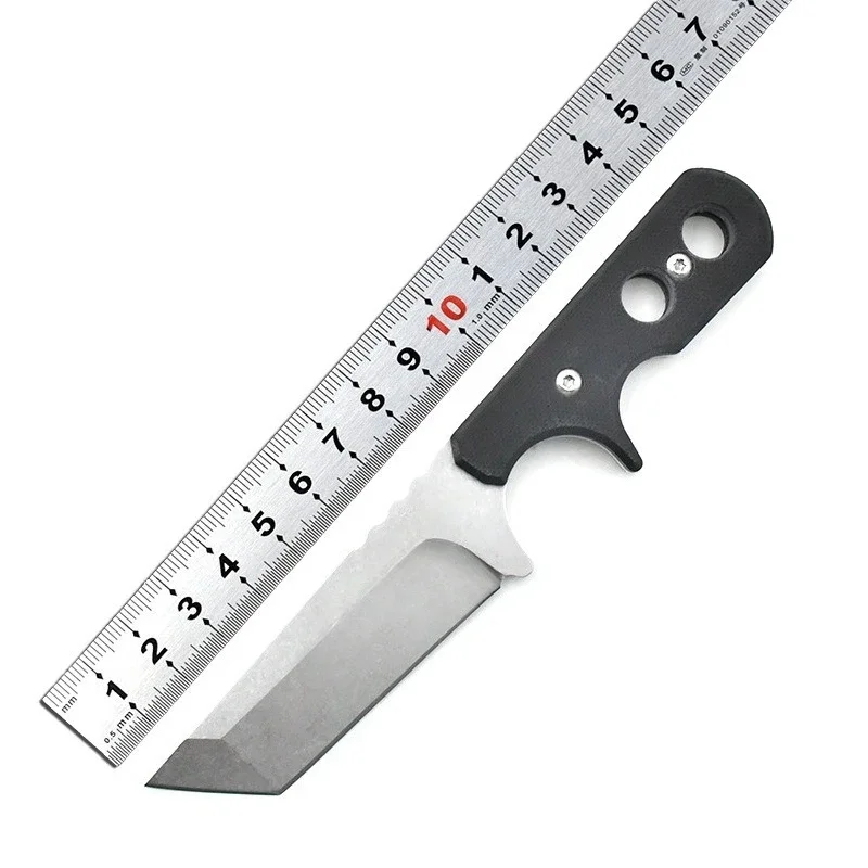 Mini TAC Straight Knife - 8Cr13Mov Blade G10 Handle Portable Outdoor Sharp Fruit Knife for Camping and Fishing Men's Gifts