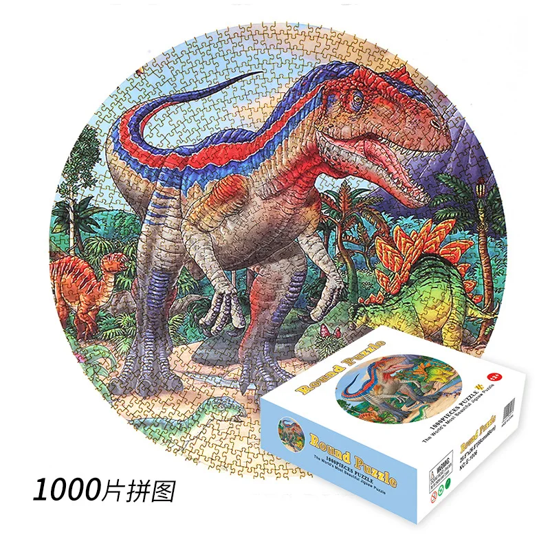 Paper 1000 Pieces Round Dinosaur Puzzle Toy for Adults Games to Play in Family Difficult Puzzles for Adults Christmas Gift P461