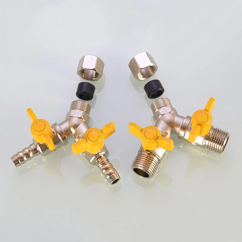 Barb ottone Gas valvola a sfera a 3 vie 1/2 "filettatura femmina/maschio connettore valvola in rame Pagoda interruttore in rame raccordo accoppiatore adattatore