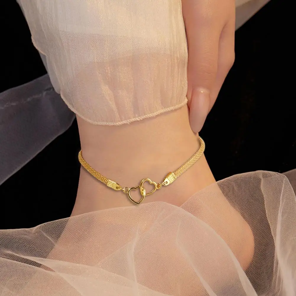 Liga tornozeleira coração charme feminino tornozeleira pulseira ajustável corrente de metal jóias presente elegante design leve para o estilo verão