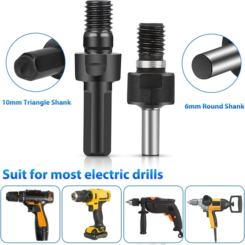Drill Angle Grinder Adapter, 6Mm/10Mm Arbor Mandrel Adaptor with Flange Nut Parts Set and 2 Spanner Wrench