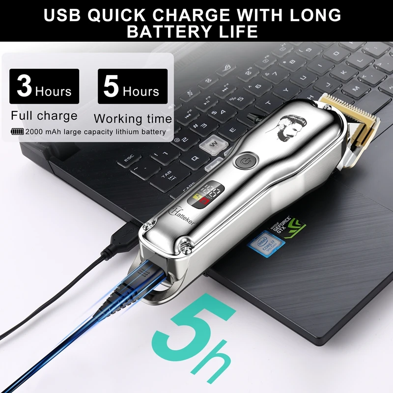 Professional Hair Cutting Machine Cordless Beard Trimmer Electric Clipper for Men USB Rechargeable Barber Tool image 4