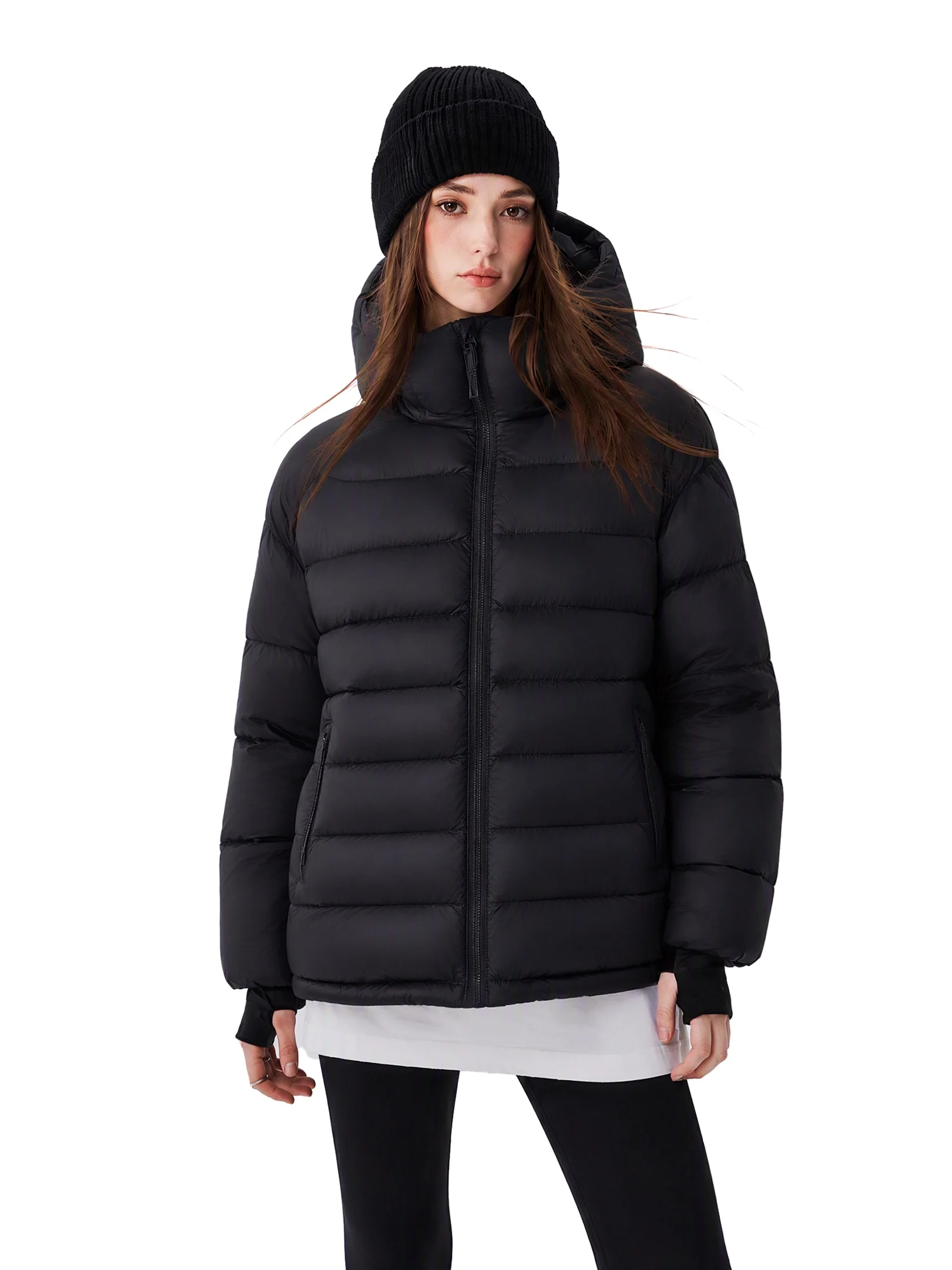 Ich Mode American Retro 90% down Jacket Women's Lightweight Hooded Duck down Coat Spring Autumn Winter Cold Weather Coat
